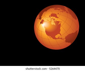 A Background with abstract planet earth in gold