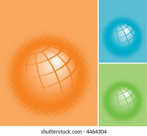 Background with abstract planet earth and space for text above in three color schemes