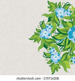 Background with abstract poppies. Decorative composition with flowers. Soft ornate background. Copy space. Vector elements are grouped.