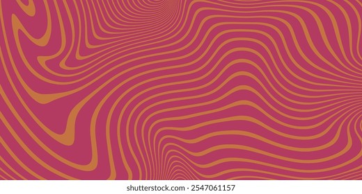  Background with Abstract Psihedelic Twisted Stripes with Red and Yellow Colors. Waves with optical illusion effect. Modern design with hipnotic lines