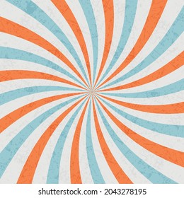 Background with abstract rays. Blue, orange and white rays. Vector background.