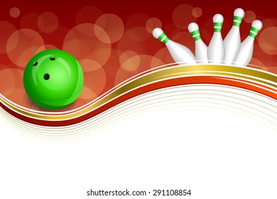 Background abstract red bowling green ball gold frame illustration vector