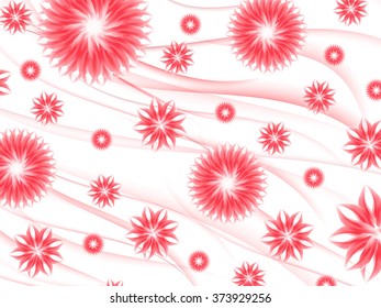Background with abstract red flowers, vector illustration