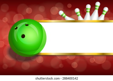 Background abstract red gold stripes bowling green ball frame illustration vector