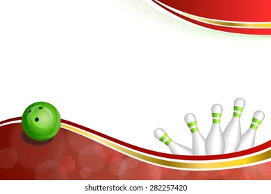 Background abstract red gold tape bowling green ball illustration vector