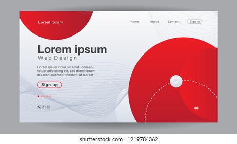 Background abstract red white curve line for Homepage. Vector Illustration EPS10.