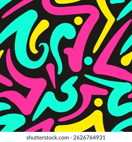 Background Abstract Retro Neon Art with Geometric Shapes and Vibrant Colors
