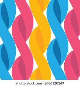 Background abstract seamless pattern of geometric wave shapes. Colorful rope motif