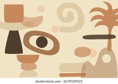 Background Abstract Shape Boho Modern geometric compositions and forms. Posters with abstract shapes for wall decoration, postcard or brochure cover design