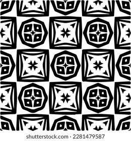 Fondo con formas abstractas. Textura en blanco y negro. Patrón de repetición monocromático sin inconvenientes para la decoración, la tela, la tela.
