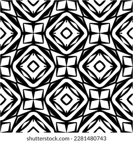 Hintergrund mit abstrakten Formen. Schwarz-Weiß-Textur. Nahtlose, monochrome Wiederholung für Dekoration, Stoff, Stoff.