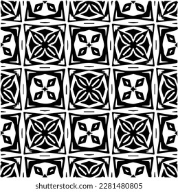 Background with abstract shapes. Black and white texture. Seamless monochrome repeating pattern  for decor, fabric, cloth.
