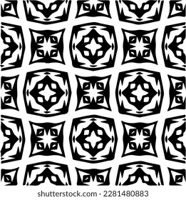 Background with abstract shapes. Black and white texture. Seamless monochrome repeating pattern  for decor, fabric, cloth.