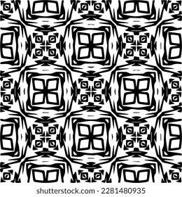 Background with abstract shapes. Black and white texture. Seamless monochrome repeating pattern  for decor, fabric, cloth.
