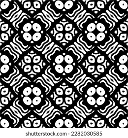 Hintergrund mit abstrakten Formen. Schwarz-Weiß-Textur. Nahtlose monochrome Wiederholung Muster für Webseiten, Texturen, Karten, Poster, Gewebe, Textilien.