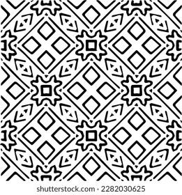 Background with abstract shapes. Black and white texture. Seamless monochrome repeating pattern for web page, textures, card, poster, fabric, textile.