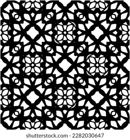 Fondo con formas abstractas. Textura en blanco y negro. Patrón de repetición monocromo sin inconvenientes para páginas web, texturas, tarjeta, afiche, tela, textil.