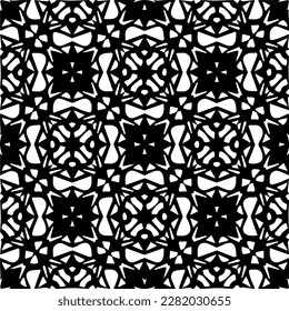 Hintergrund mit abstrakten Formen. Schwarz-Weiß-Textur. Nahtlose monochrome Wiederholung Muster für Webseiten, Texturen, Karten, Poster, Gewebe, Textilien.