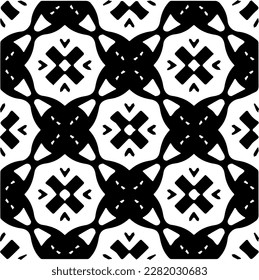 Background with abstract shapes. Black and white texture. Seamless monochrome repeating pattern for web page, textures, card, poster, fabric, textile.
