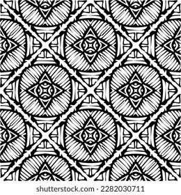 Background with abstract shapes. Black and white texture. Seamless monochrome repeating pattern for web page, textures, card, poster, fabric, textile.