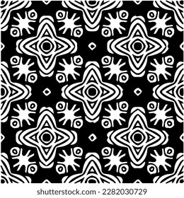 Background with abstract shapes. Black and white texture. Seamless monochrome repeating pattern for web page, textures, card, poster, fabric, textile.