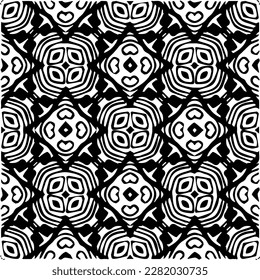 Hintergrund mit abstrakten Formen. Schwarz-Weiß-Textur. Nahtlose monochrome Wiederholung Muster für Webseiten, Texturen, Karten, Poster, Gewebe, Textilien.