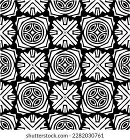 Background with abstract shapes. Black and white texture. Seamless monochrome repeating pattern for web page, textures, card, poster, fabric, textile.