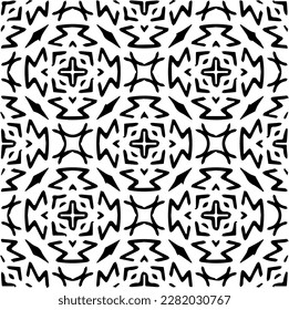 Background with abstract shapes. Black and white texture. Seamless monochrome repeating pattern for web page, textures, card, poster, fabric, textile.