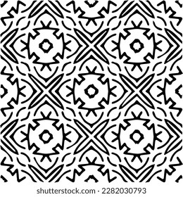 Background with abstract shapes. Black and white texture. Seamless monochrome repeating pattern for web page, textures, card, poster, fabric, textile.