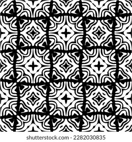 Background with abstract shapes. Black and white texture. Seamless monochrome repeating pattern for web page, textures, card, poster, fabric, textile.