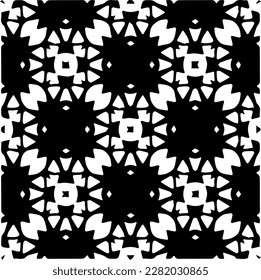 Background with abstract shapes. Black and white texture. Seamless monochrome repeating pattern for web page, textures, card, poster, fabric, textile.