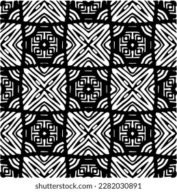 Fondo con formas abstractas. Textura en blanco y negro. Patrón de repetición monocromo sin inconvenientes para páginas web, texturas, tarjeta, afiche, tela, textil.