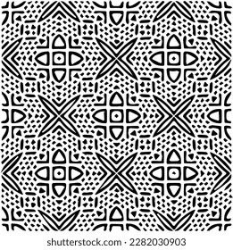 Background with abstract shapes. Black and white texture. Seamless monochrome repeating pattern for web page, textures, card, poster, fabric, textile.
