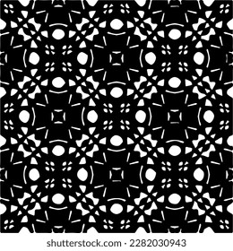 Fondo con formas abstractas. Textura en blanco y negro. Patrón de repetición monocromo sin inconvenientes para páginas web, texturas, tarjeta, afiche, tela, textil.