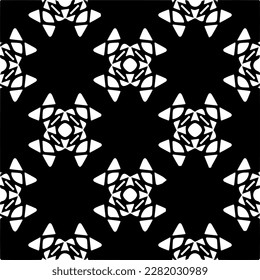 Fondo con formas abstractas. Textura en blanco y negro. Patrón de repetición monocromo sin inconvenientes para páginas web, texturas, tarjeta, afiche, tela, textil.