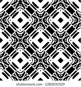 Background with abstract shapes. Black and white texture. Seamless monochrome repeating pattern for web page, textures, card, poster, fabric, textile.