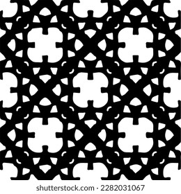 Background with abstract shapes. Black and white texture. Seamless monochrome repeating pattern for web page, textures, card, poster, fabric, textile.