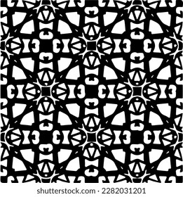 Background with abstract shapes. Black and white texture. Seamless monochrome repeating pattern for web page, textures, card, poster, fabric, textile.