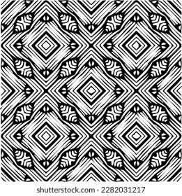 Background with abstract shapes. Black and white texture. Seamless monochrome repeating pattern for web page, textures, card, poster, fabric, textile.