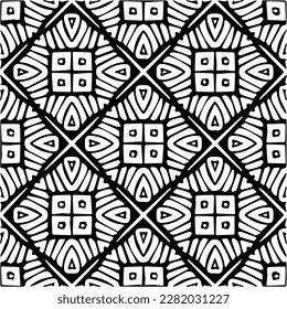 Hintergrund mit abstrakten Formen. Schwarz-Weiß-Textur. Nahtlose monochrome Wiederholung Muster für Webseiten, Texturen, Karten, Poster, Gewebe, Textilien.