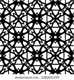 Background with abstract shapes. Black and white texture. Seamless monochrome repeating pattern for web page, textures, card, poster, fabric, textile.
