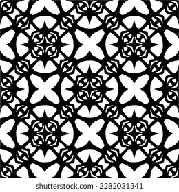 Hintergrund mit abstrakten Formen. Schwarz-Weiß-Textur. Nahtlose monochrome Wiederholung Muster für Webseiten, Texturen, Karten, Poster, Gewebe, Textilien.