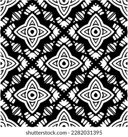 Background with abstract shapes. Black and white texture. Seamless monochrome repeating pattern for web page, textures, card, poster, fabric, textile.