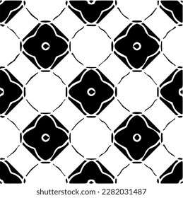 Background with abstract shapes. Black and white texture. Seamless monochrome repeating pattern for web page, textures, card, poster, fabric, textile.