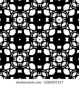 Fondo con formas abstractas. Textura en blanco y negro. Patrón de repetición monocromo sin inconvenientes para páginas web, texturas, tarjeta, afiche, tela, textil.