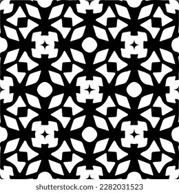 Background with abstract shapes. Black and white texture. Seamless monochrome repeating pattern for web page, textures, card, poster, fabric, textile.