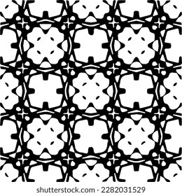 Background with abstract shapes. Black and white texture. Seamless monochrome repeating pattern for web page, textures, card, poster, fabric, textile.