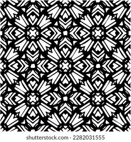 Background with abstract shapes. Black and white texture. Seamless monochrome repeating pattern for web page, textures, card, poster, fabric, textile.