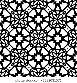 Fondo con formas abstractas. Textura en blanco y negro. Patrón de repetición monocromo sin inconvenientes para páginas web, texturas, tarjeta, afiche, tela, textil.