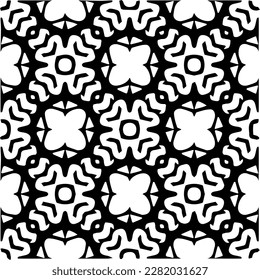 Fondo con formas abstractas. Textura en blanco y negro. Patrón de repetición monocromo sin inconvenientes para páginas web, texturas, tarjeta, afiche, tela, textil.
